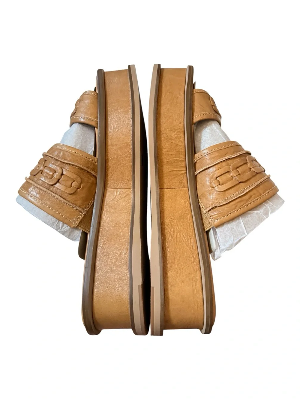 Kelsi Dagger Brooklyn Drift Tan Leather Platform Sandals Size 10 NIB